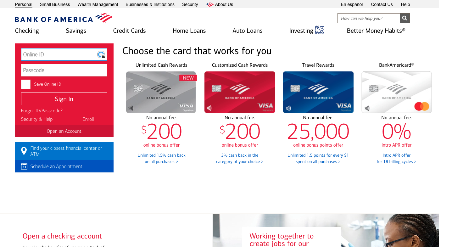 open business account with bank of america